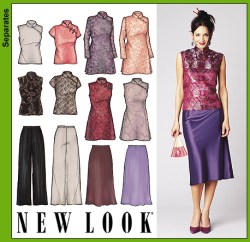 6203 NEW LOOK EVENING MANDARIN SS BACK TIE TOPS, TUNIC, BOTTOMS PATTERN 8-18 UNCUT